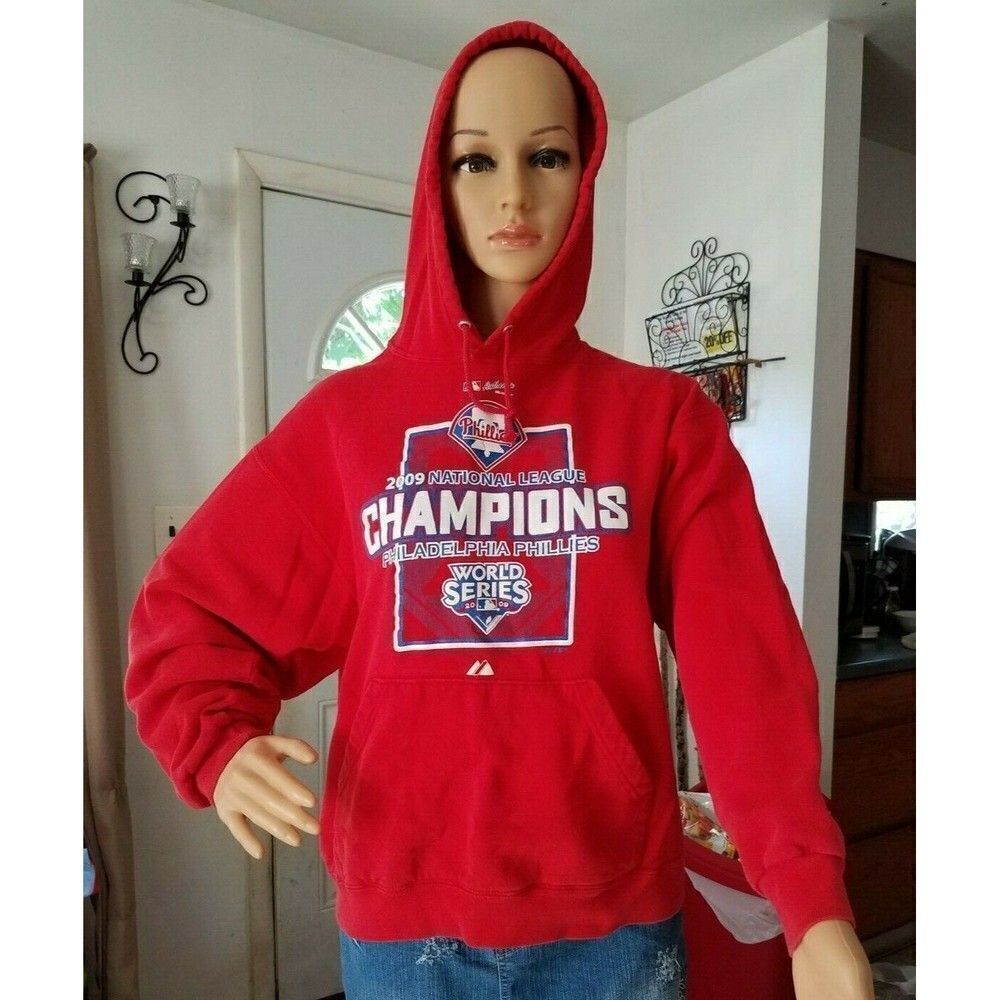 222 boys hoodie large Phillies 2009 World Series Champs pull-on red